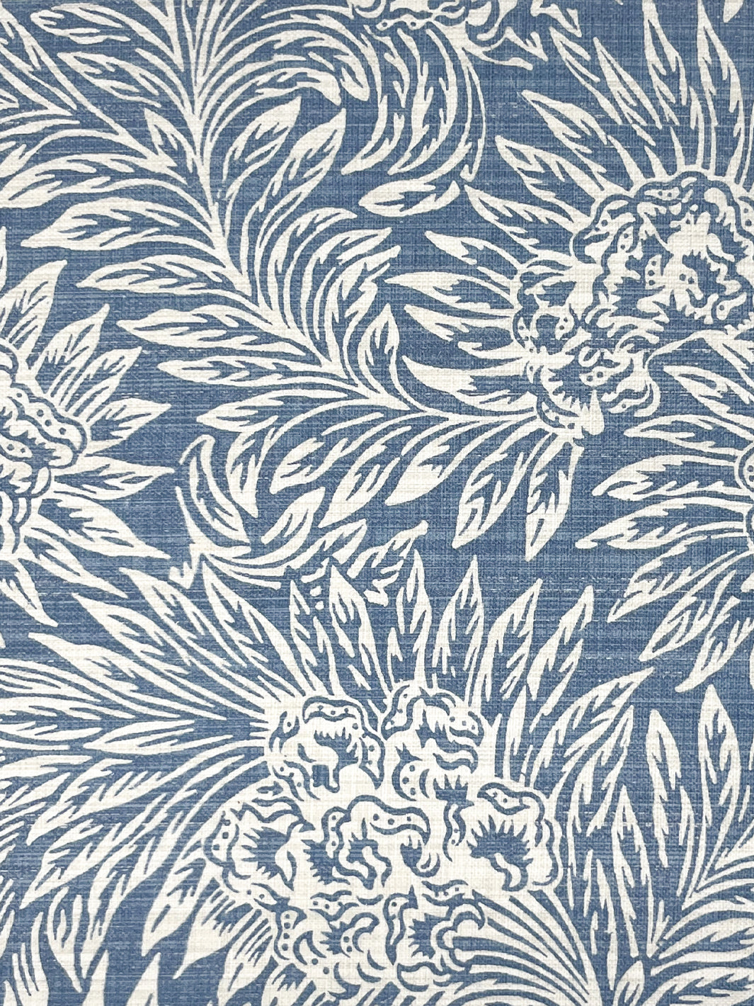 'Herald' Linen Fabric by Nathan Turner - Darker Blue