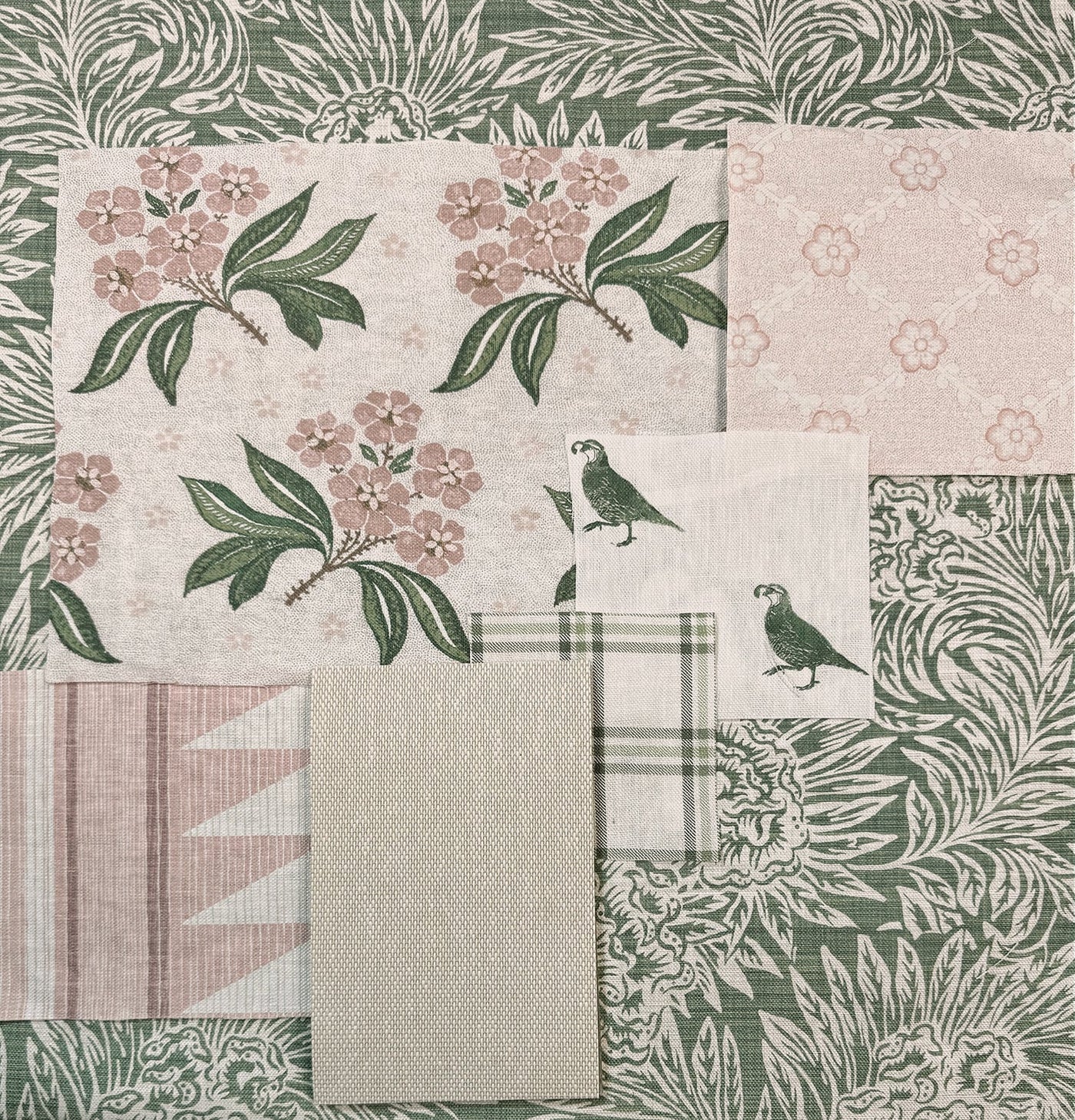 'Herald' Linen Fabric by Nathan Turner - Green