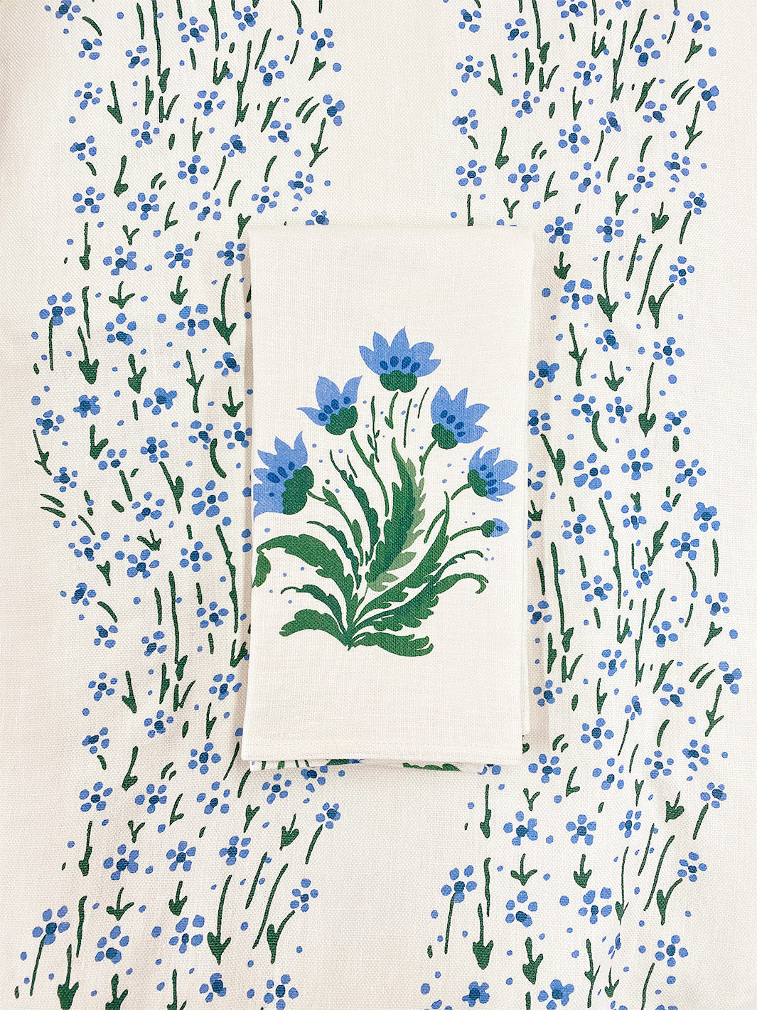 'Hillhouse Block Print' Linen Napkin by Nathan Turner - Blue Green
