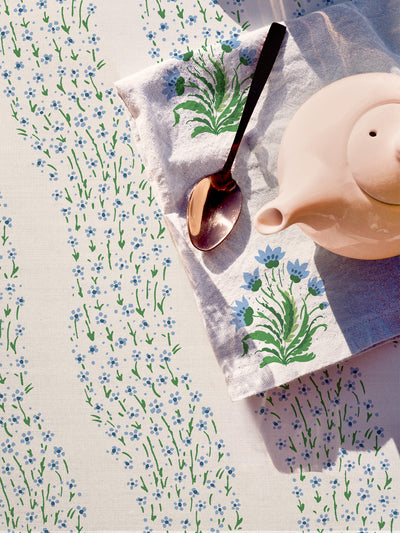 hillhouse bouquet multi linen tablecloth by nathan turner blue green
