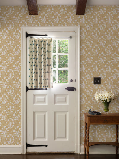 hillhouse floral one color wallpaper by nathan turner gold