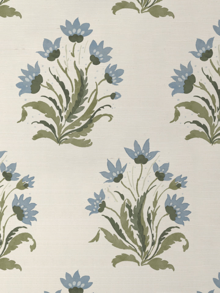 hillhouse block print large grasscloth wallpaper by nathan turner blue green