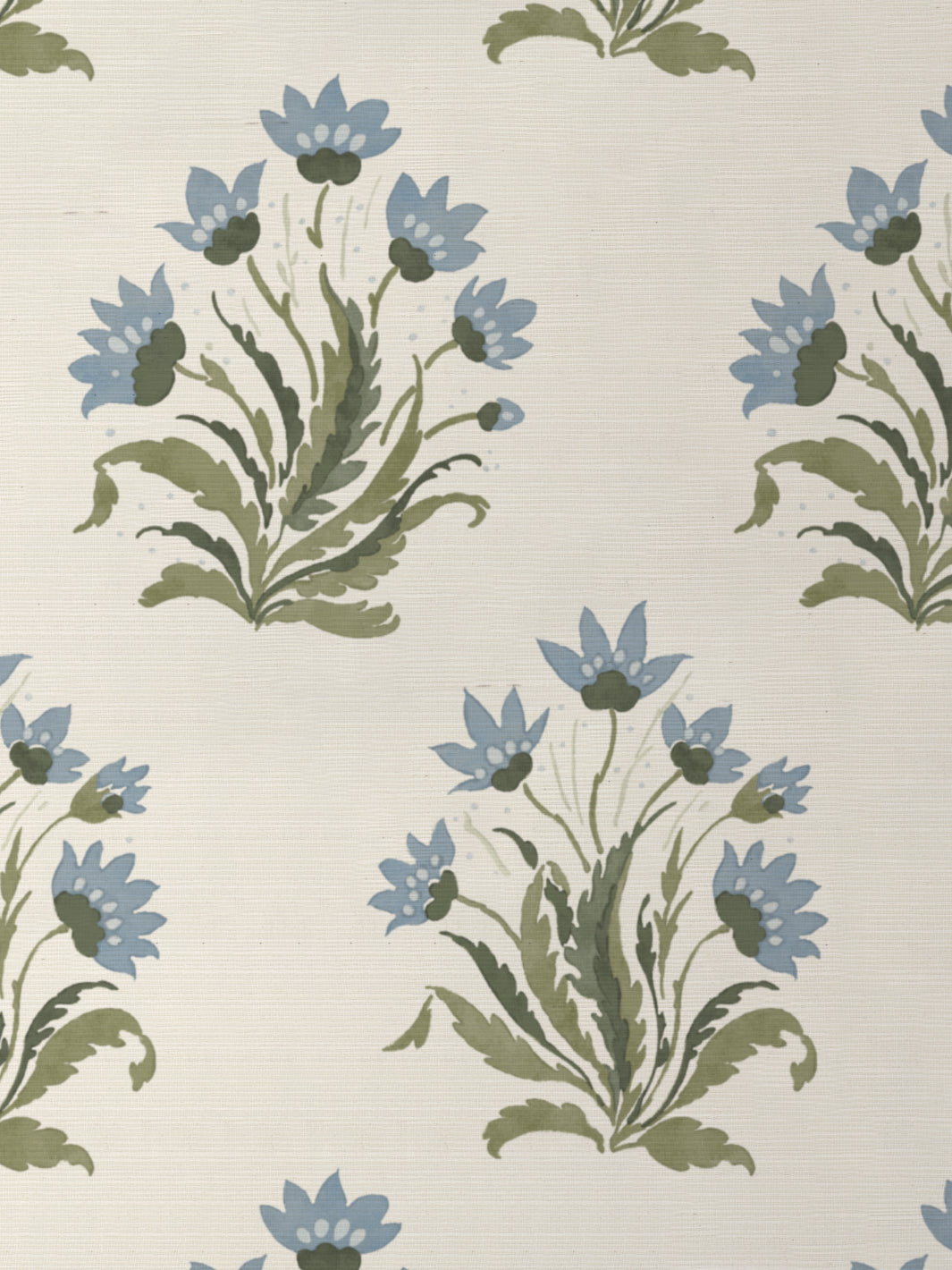 'Hillhouse Block Print Large' Grasscloth Wallpaper by Nathan Turner - Blue Green