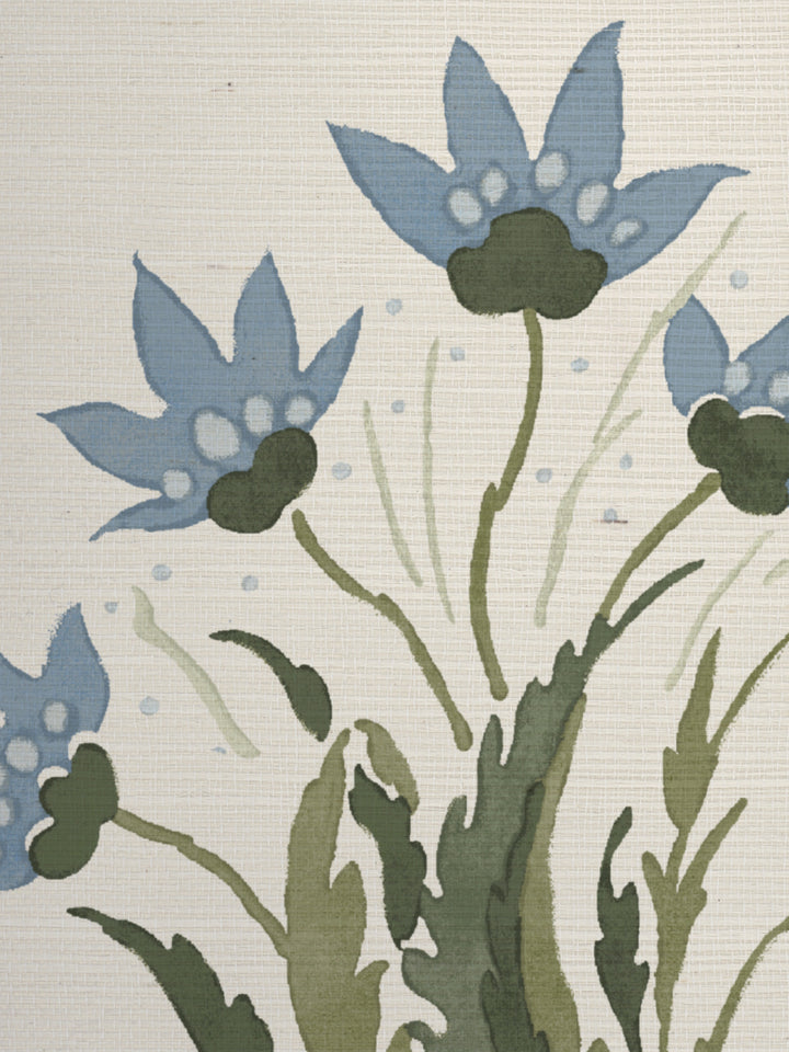 hillhouse block print large grasscloth wallpaper by nathan turner blue green