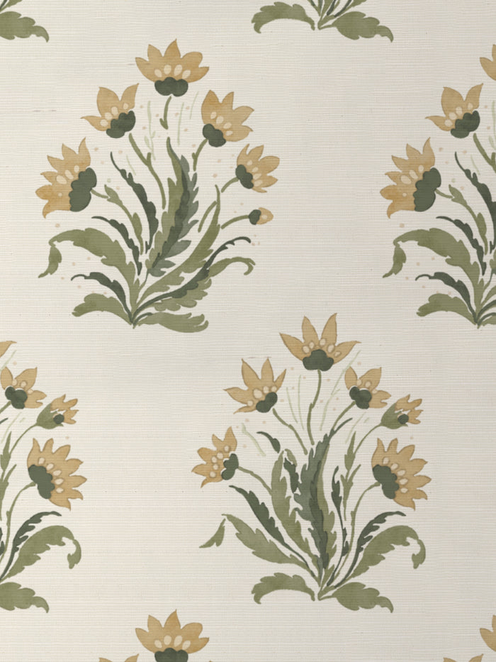 'Hillhouse Block Print Large' Grasscloth Wallpaper by Nathan Turner - GoldGreen