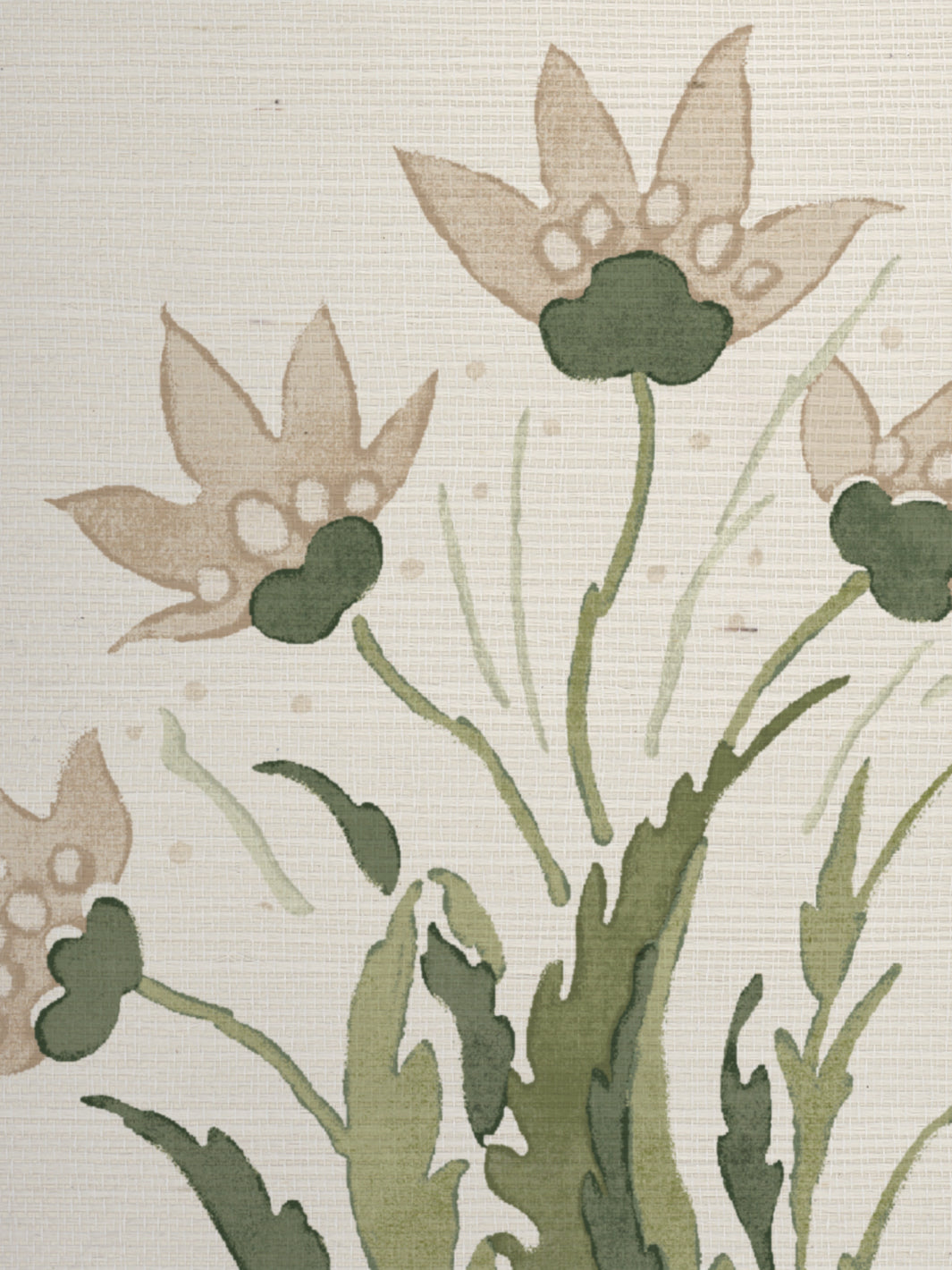 hillhouse block print large grasscloth wallpaper by nathan turner neutral green