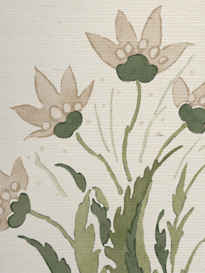 hillhouse block print large grasscloth wallpaper by nathan turner neutral green