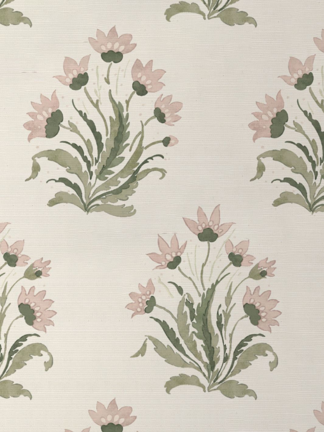 'Hillhouse Block Print Large' Grasscloth Wallpaper by Nathan Turner - Pink Green