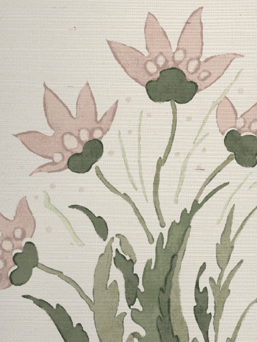 hillhouse block print large grasscloth wallpaper by nathan turner pink green
