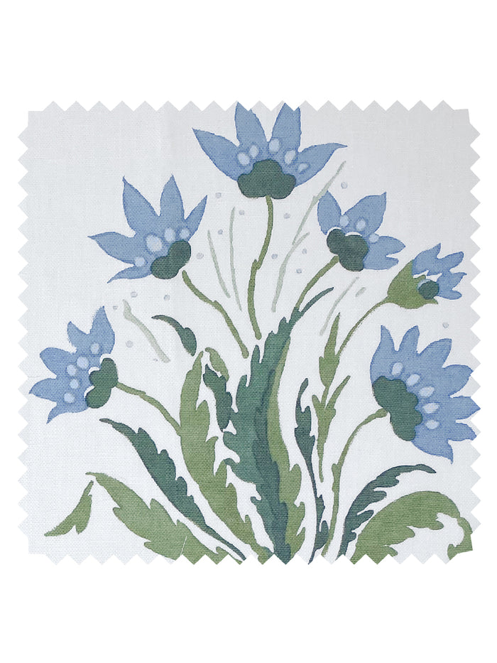 Hillhouse Block Print Large' Linen Fabric by Nathan Turner - Blue Green