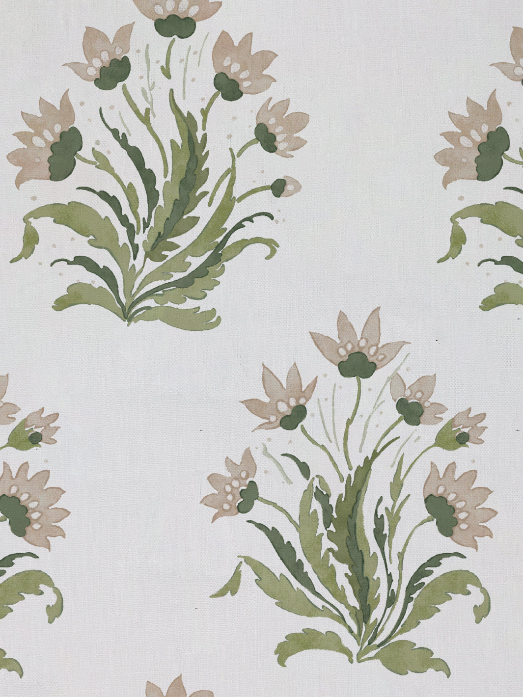 hillhouse block print large linen fabric by nathan turner neutral green