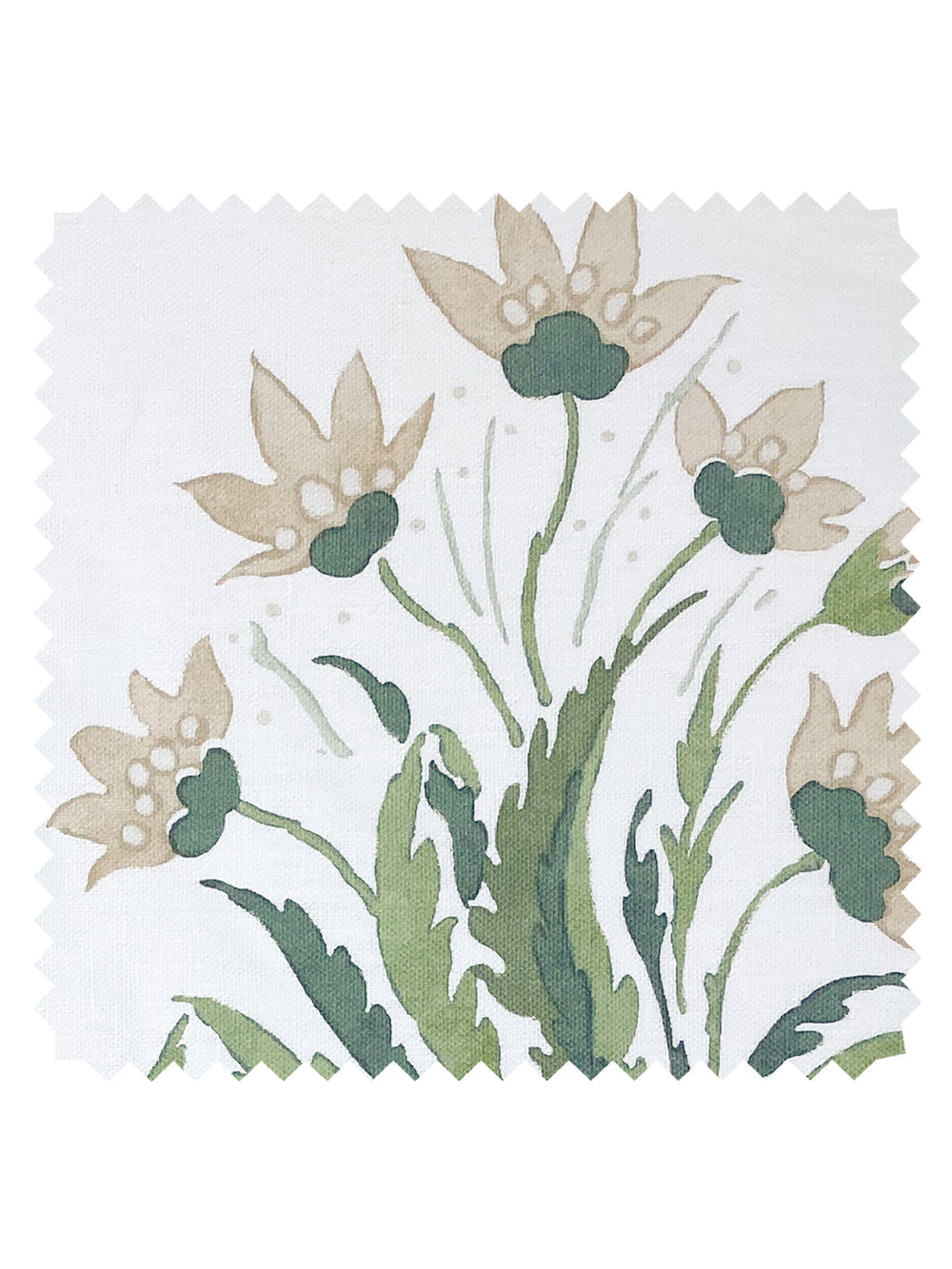 hillhouse block print large linen fabric by nathan turner neutral green