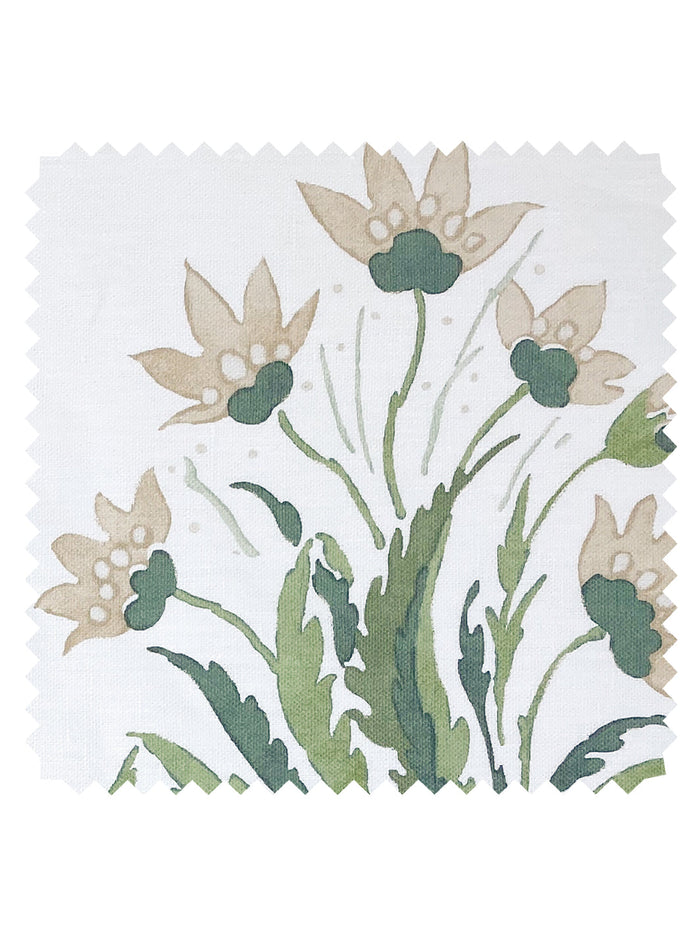 'Hillhouse Block Print Large' Linen Fabric by Nathan Turner - Neutral Green