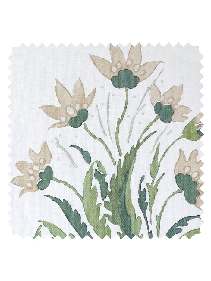 Hillhouse Block Print Large' Linen Fabric by Nathan Turner - Neutral Green