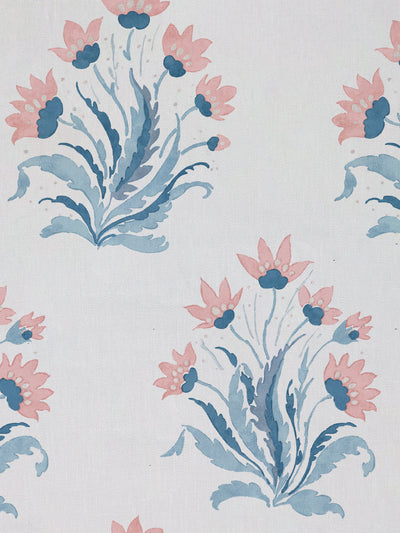 'Hillhouse Block Print Large' Linen Fabric by Nathan Turner - Pink Blue