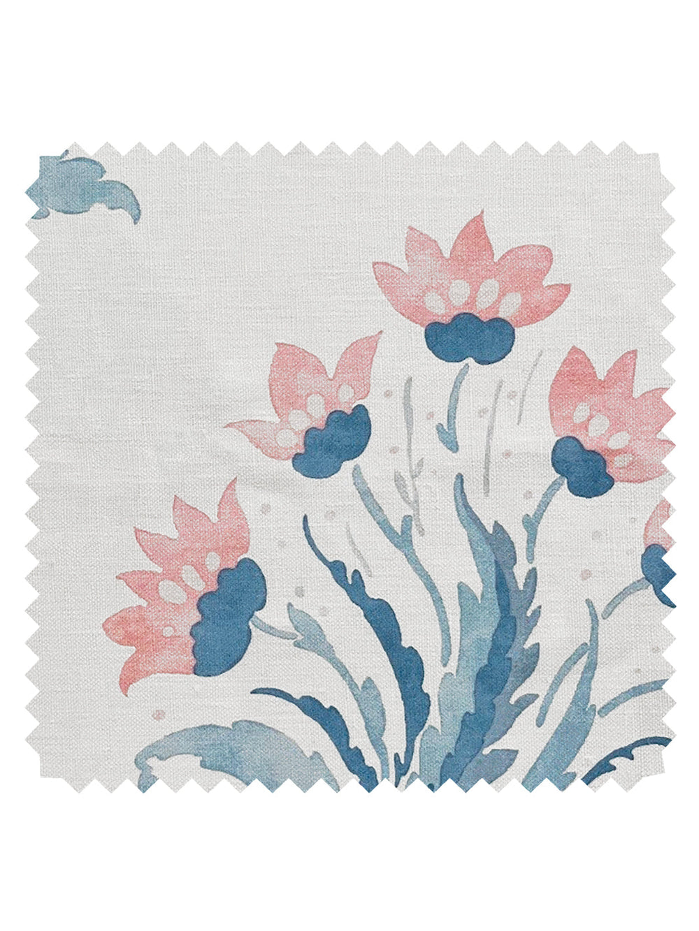 hillhouse block print large linen fabric by nathan turner pink blue