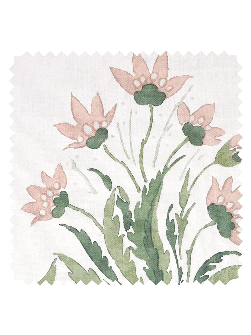 hillhouse block print large linen fabric by nathan turner pink green