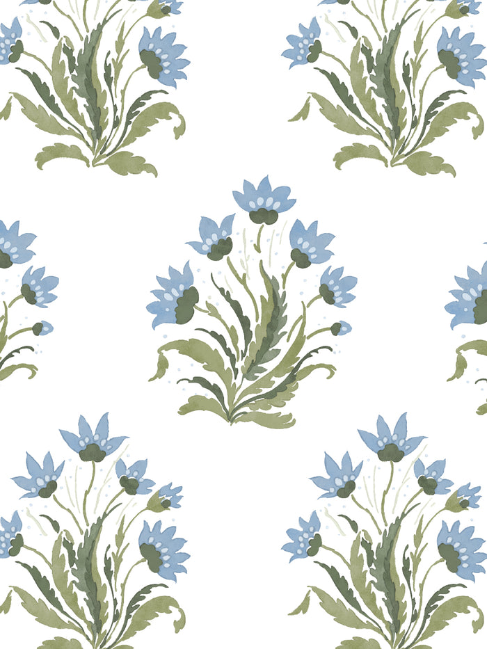 'Hillhouse Block Print Large' Wallpaper by Nathan Turner - Blue Green