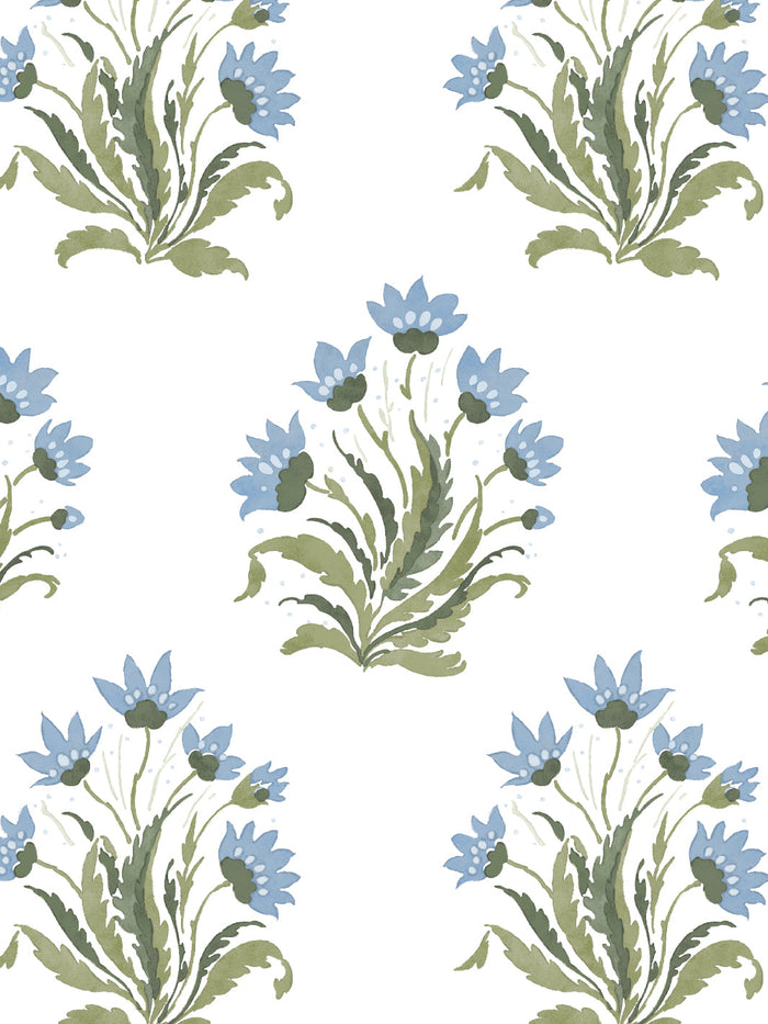 'Hillhouse Block Print Large' Wallpaper by Nathan Turner - Blue Green