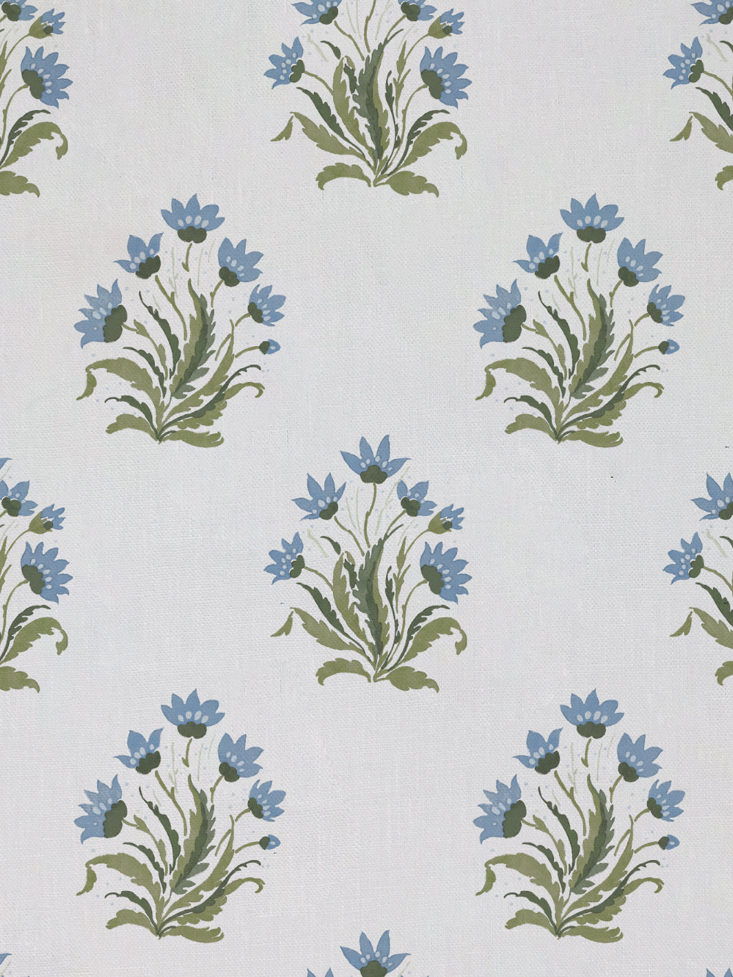 hillhouse block print small linen fabric by nathan turner blue green