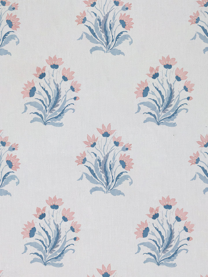 hillhouse block print small linen fabric by nathan turner pink blue