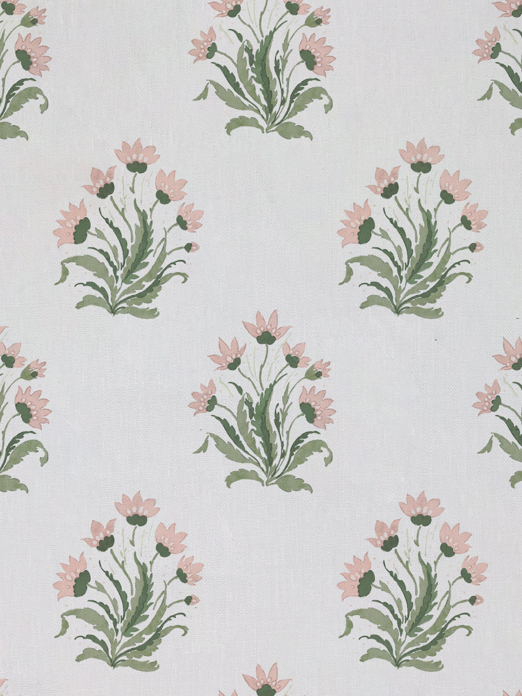 'Hillhouse Block Print Small' Linen Fabric by Nathan Turner - Pink Green