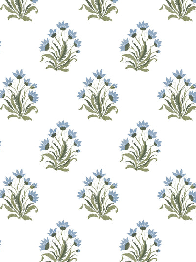 'Hillhouse Block Print Small' Wallpaper by Nathan Turner - Blue Green