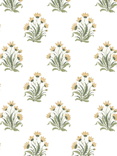 'Hillhouse Block Print Small' Wallpaper by Nathan Turner - Gold Green