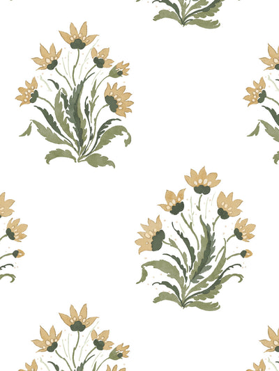 'Hillhouse Block Print Small' Wallpaper by Nathan Turner - Gold Green