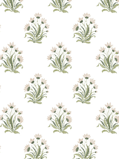 'Hillhouse Block Print Small' Wallpaper by Nathan Turner - Neutral Green