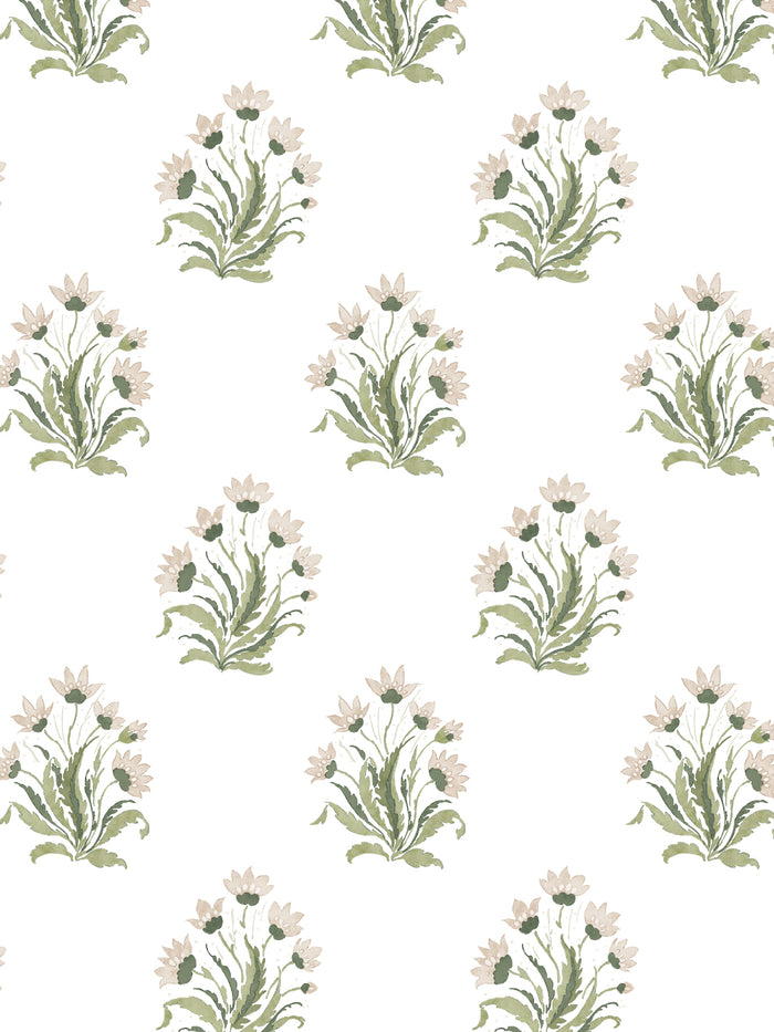 'Hillhouse Block Print Small' Wallpaper by Nathan Turner - Neutral Green