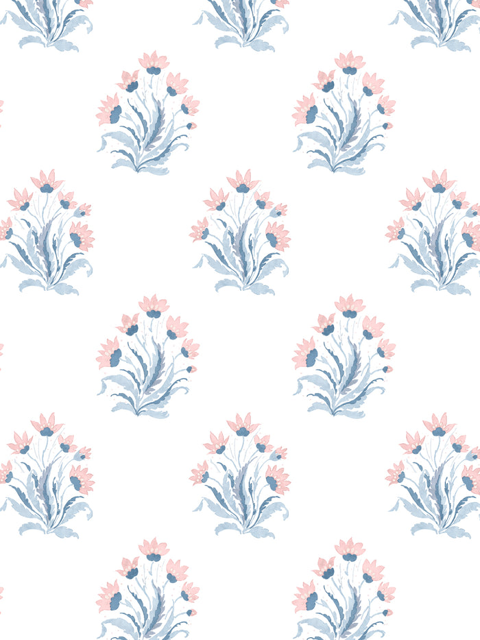 'Hillhouse Block Print Small' Wallpaper by Nathan Turner - Pink Blue
