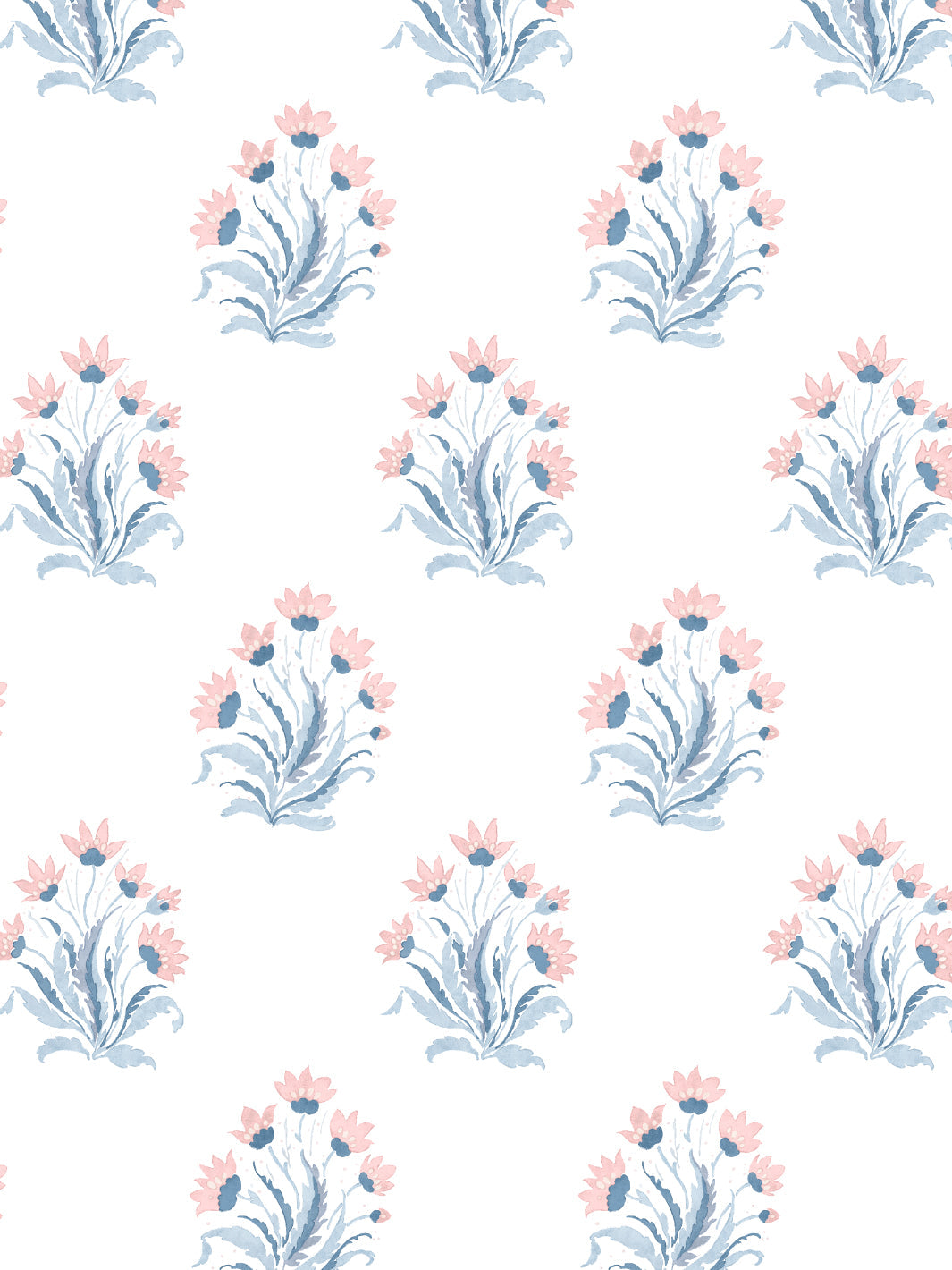 'Hillhouse Block Print Small' Wallpaper by Nathan Turner - Pink Blue