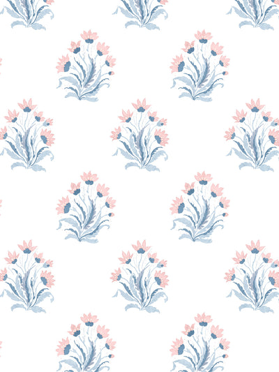 'Hillhouse Block Print Small' Wallpaper by Nathan Turner - Pink Blue