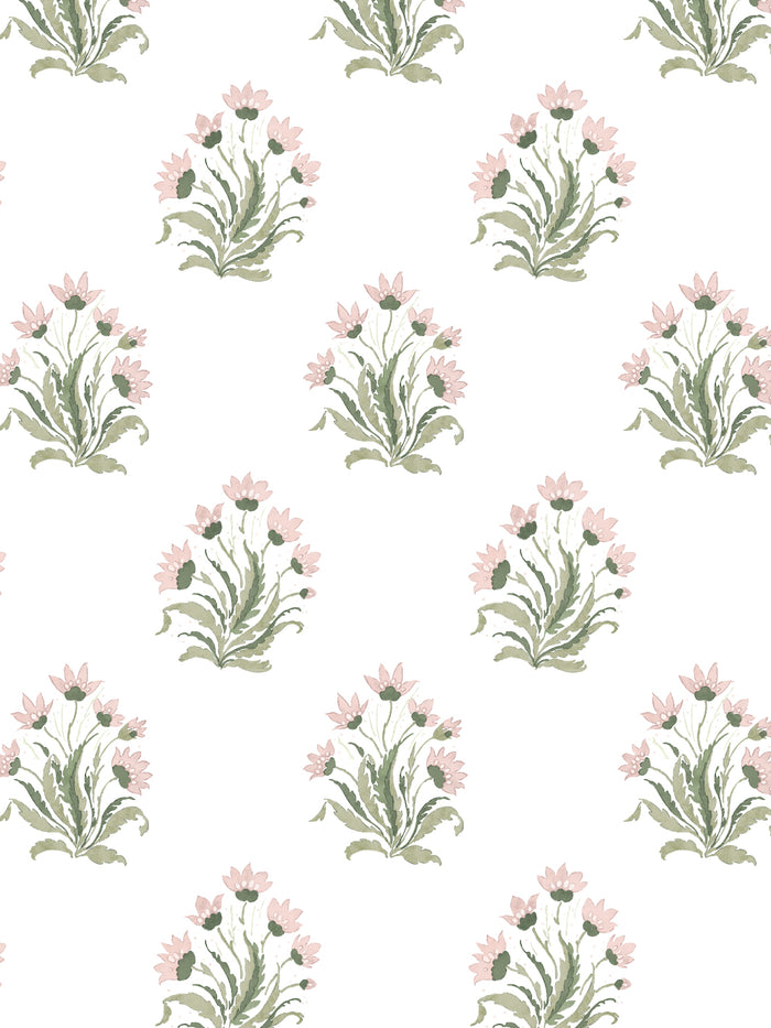 'Hillhouse Block Print Small' Wallpaper by Nathan Turner - Pink Green
