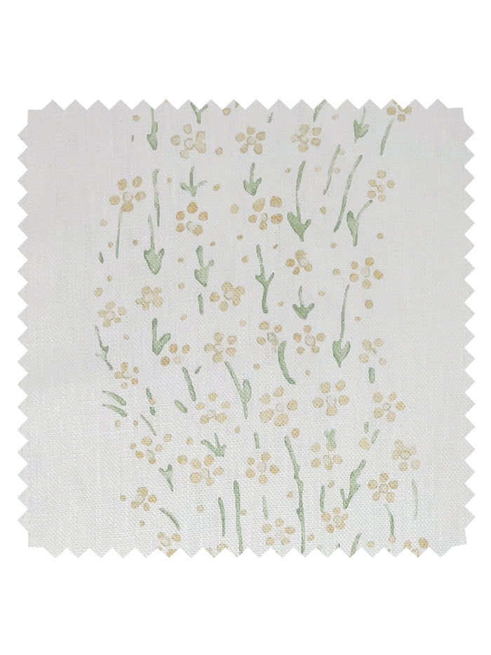 Hillhouse Floral Ditsy Wave' Linen Fabric by Nathan Turner - Gold Green