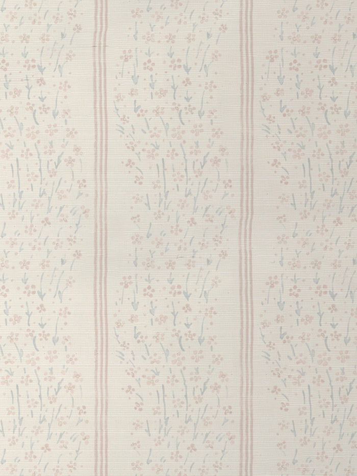 'Hillhouse Floral Ditsy Wave Stripe' Grasscloth Wallpaper by Nathan Turner - Pink Blue