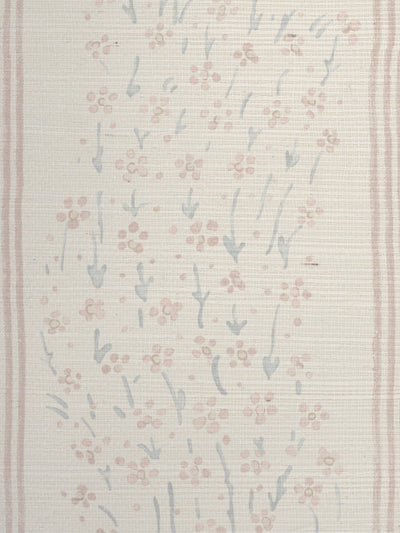 'Hillhouse Floral Ditsy Wave Stripe' Grasscloth Wallpaper by Nathan Turner - Pink Blue