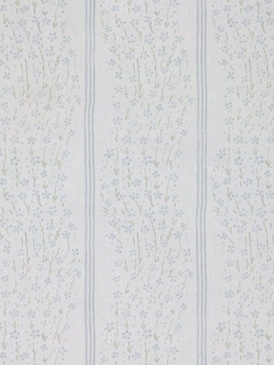 'Hillhouse Floral Ditsy Wave Stripe' Linen Fabric by Nathan Turner - Blue Green