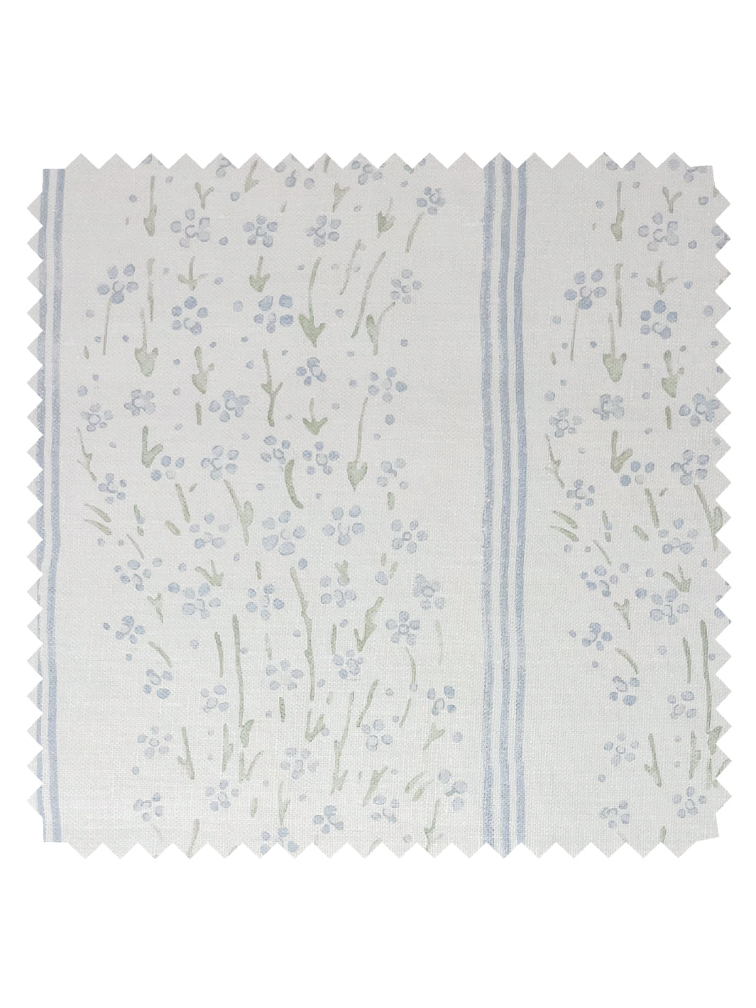 'Hillhouse Floral Ditsy Wave Stripe' Linen Fabric by Nathan Turner - Blue Green