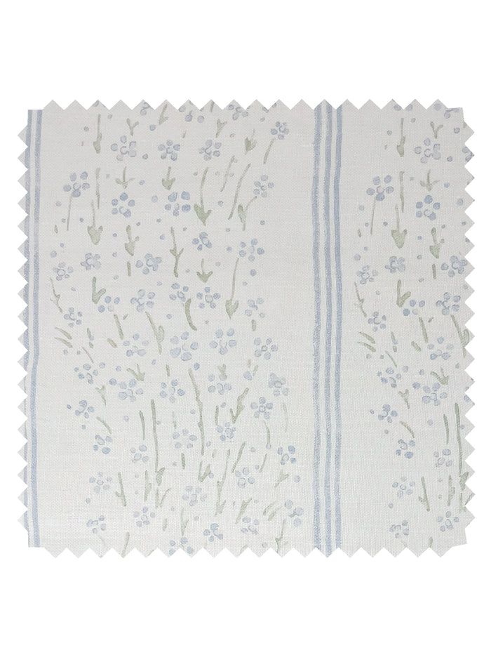 Hillhouse Floral Ditsy Wave Stripe' Linen Fabric by Nathan Turner - Blue Green