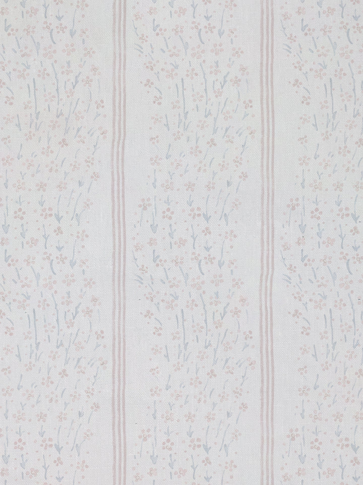 hillhouse floral disty wave stripe linen fabric by nathan turner blue pink