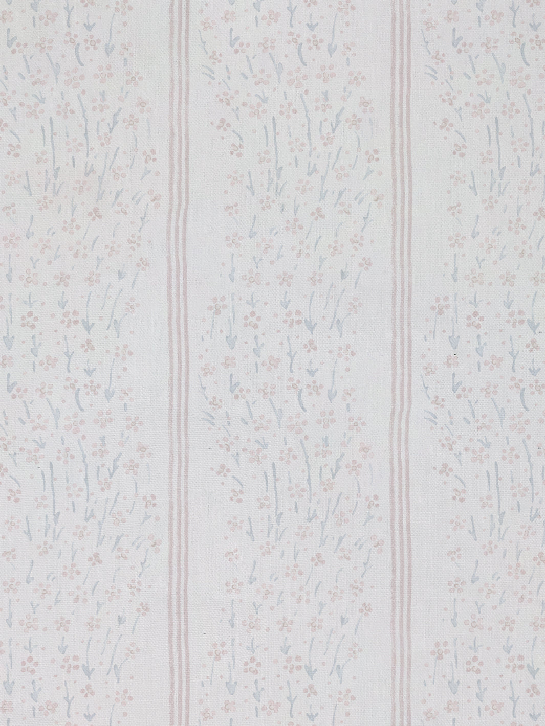 'Hillhouse Floral Ditsy Wave Stripe' Linen Fabric by Nathan Turner - Pink Blue