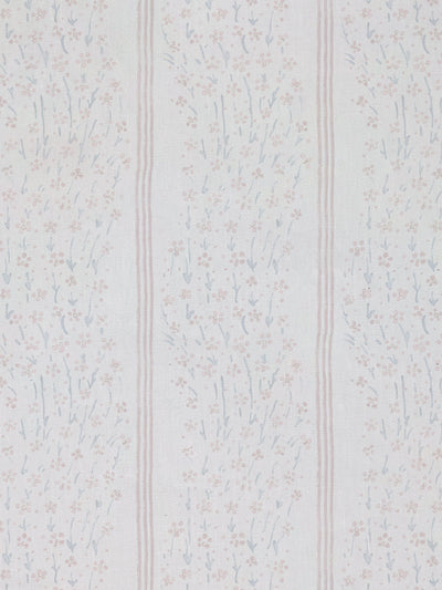 'Hillhouse Floral Ditsy Wave Stripe' Linen Fabric by Nathan Turner - Pink Blue