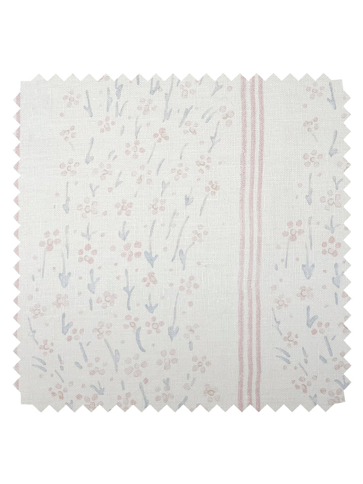 hillhouse floral disty wave stripe linen fabric by nathan turner blue pink