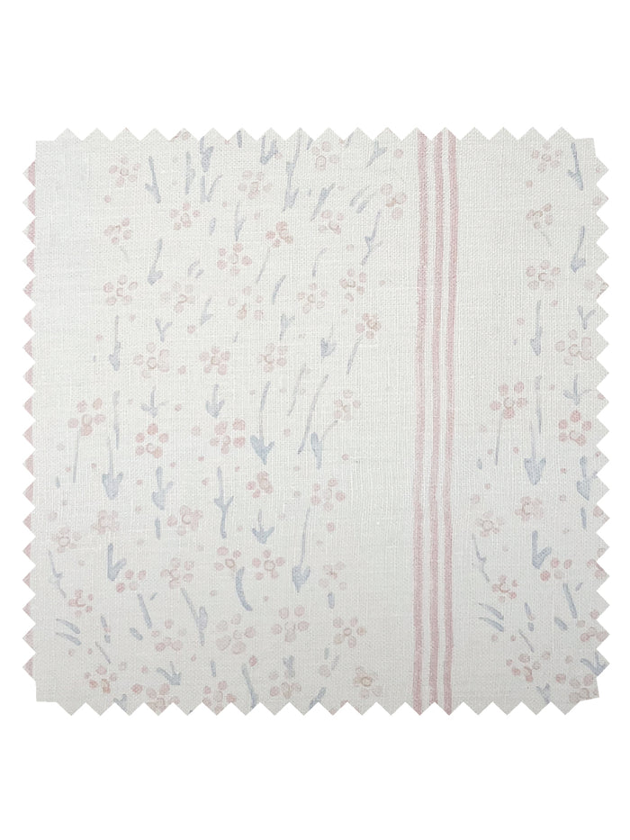 Hillhouse Floral Ditsy Wave Stripe' Linen Fabric by Nathan Turner - Blue Pink