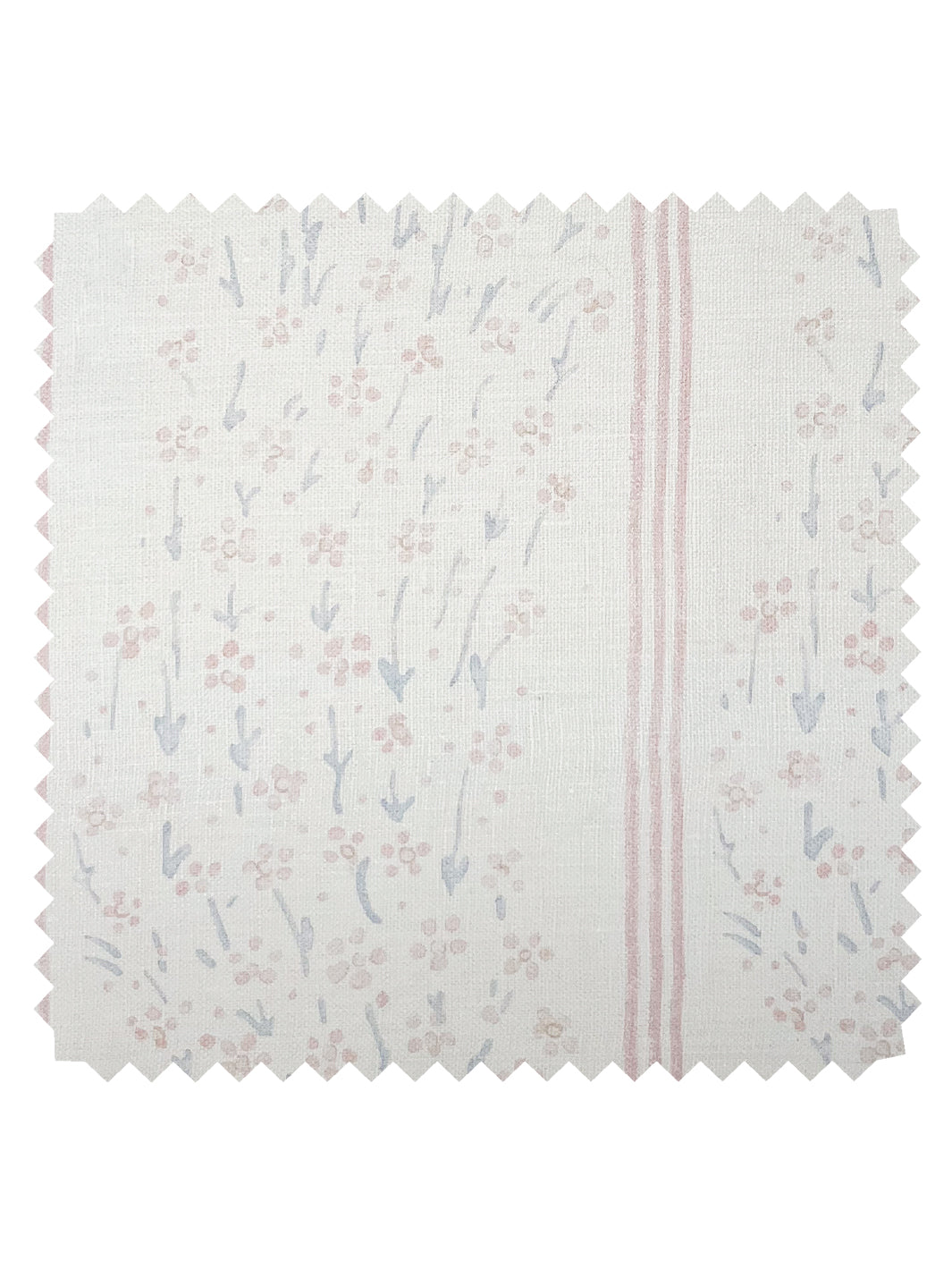 'Hillhouse Floral Ditsy Wave Stripe' Linen Fabric by Nathan Turner - Pink Blue