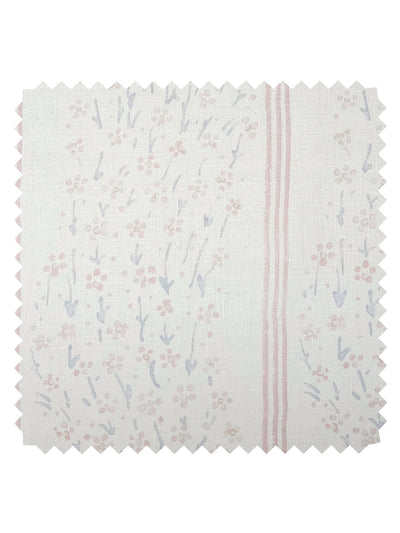 'Hillhouse Floral Ditsy Wave Stripe' Linen Fabric by Nathan Turner - Pink Blue