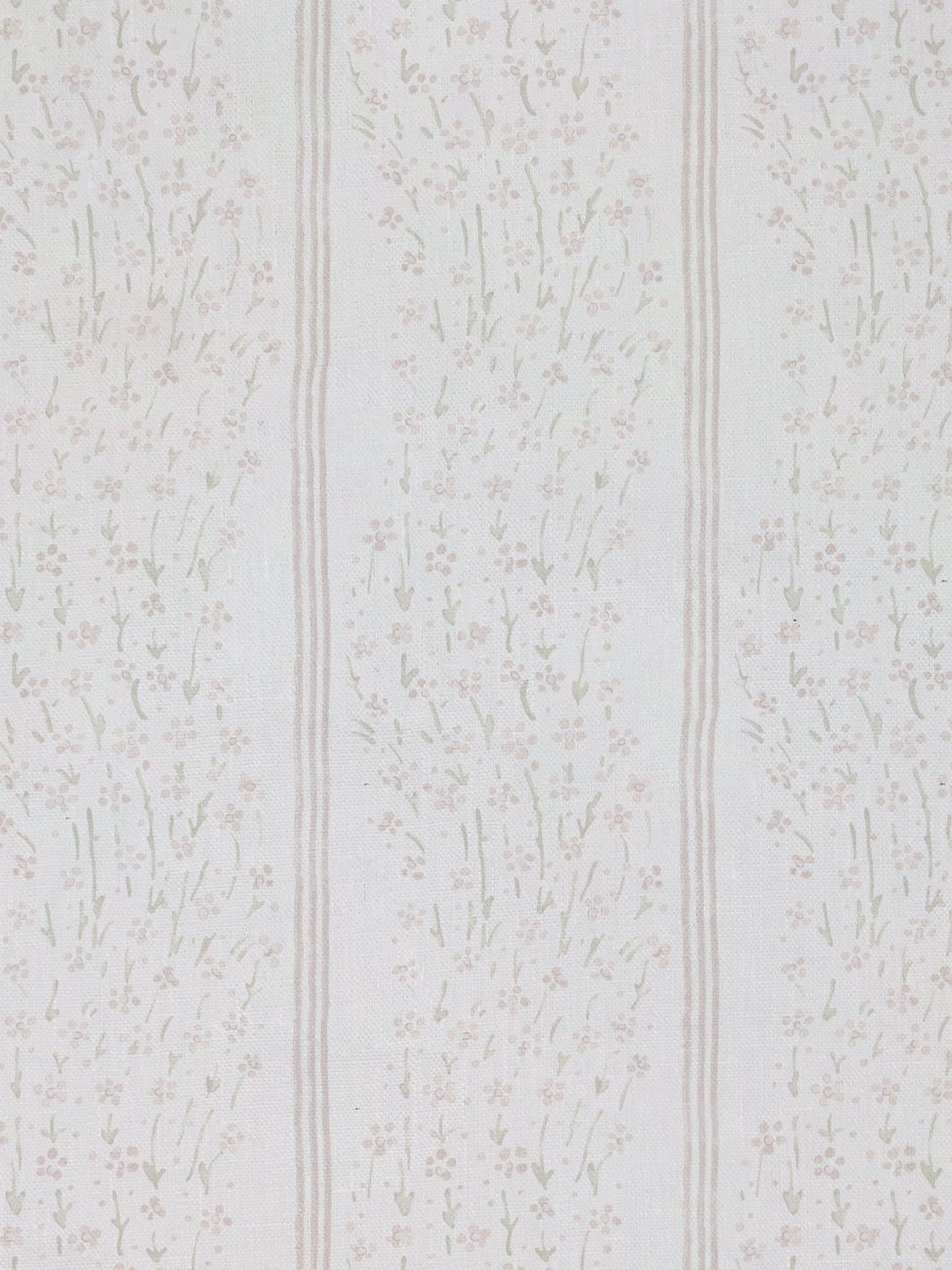 'Hillhouse Floral Ditsy Wave Stripe' Linen Fabric by Nathan Turner - Pink Green