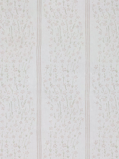 'Hillhouse Floral Ditsy Wave Stripe' Linen Fabric by Nathan Turner - Pink Green